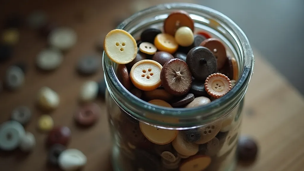 Jar of antique buttons