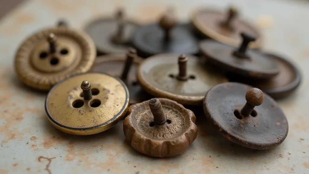 Antique buttons with manufacturing marks