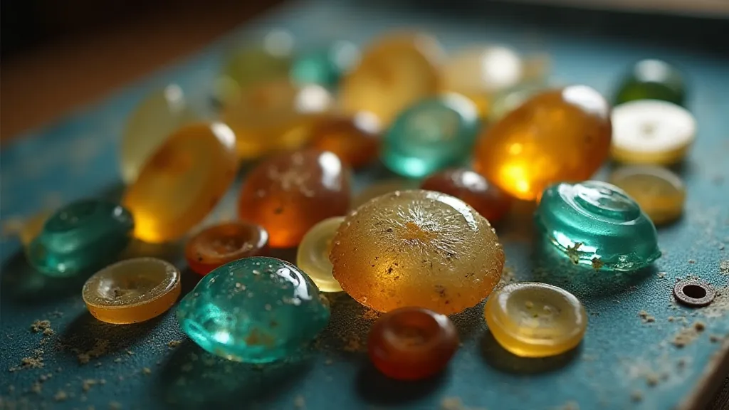 Antique glass buttons on velvet cloth