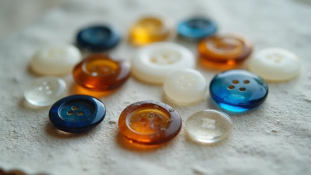 Antique glass buttons on linen cloth