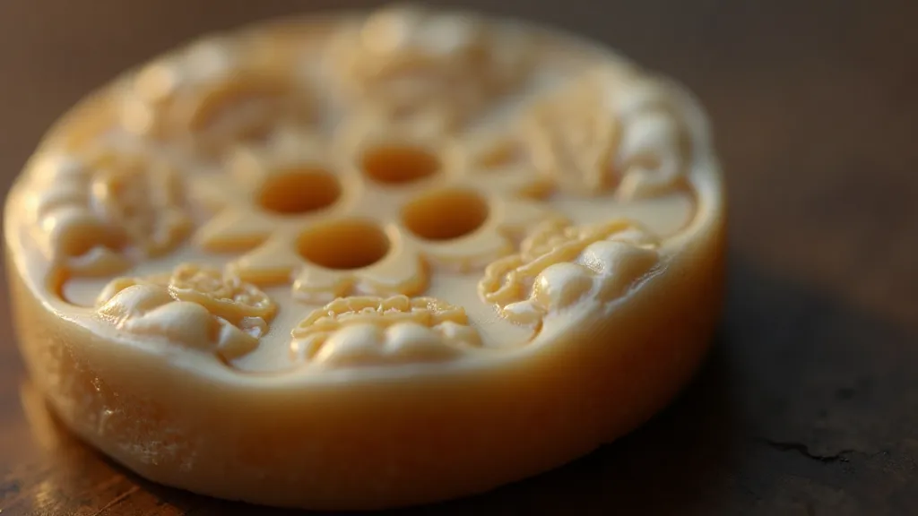 Intricately carved bone button with floral design