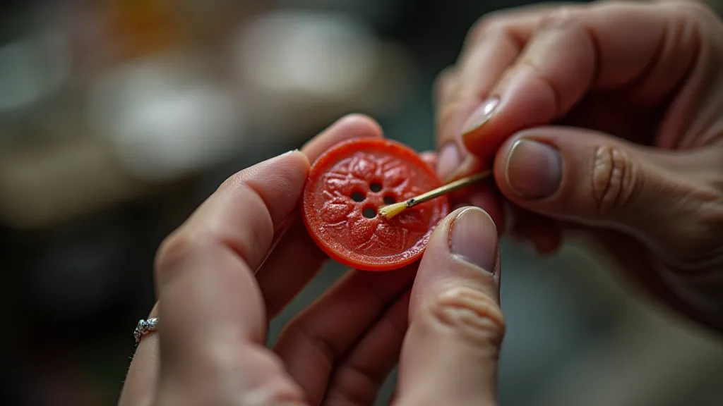 A restorer cleaning an antique button.