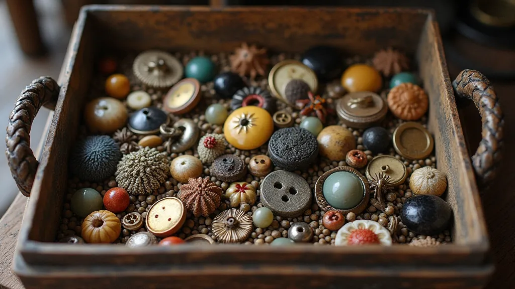 Antique button sorting tray