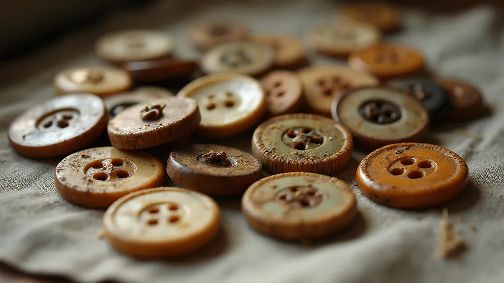 Early antique buttons in brown and ochre tones.