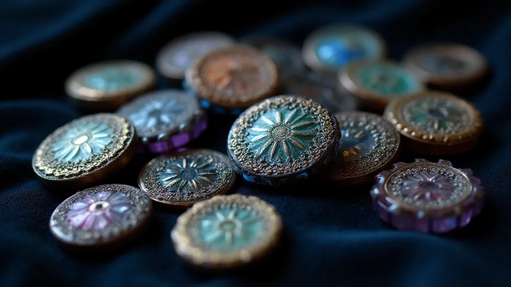 Iridescent antique glass buttons.