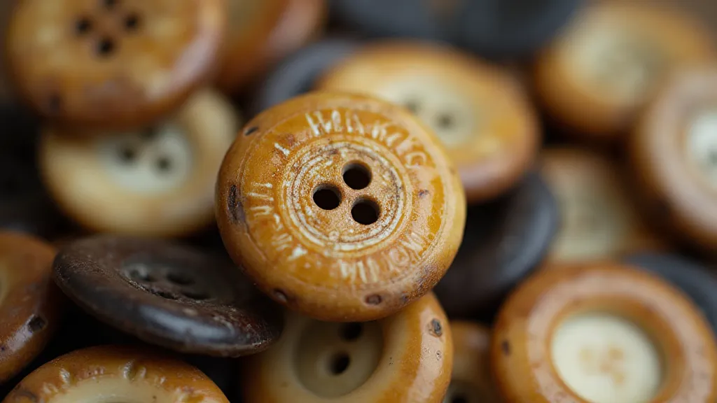 Back of antique horn buttons with maker's mark