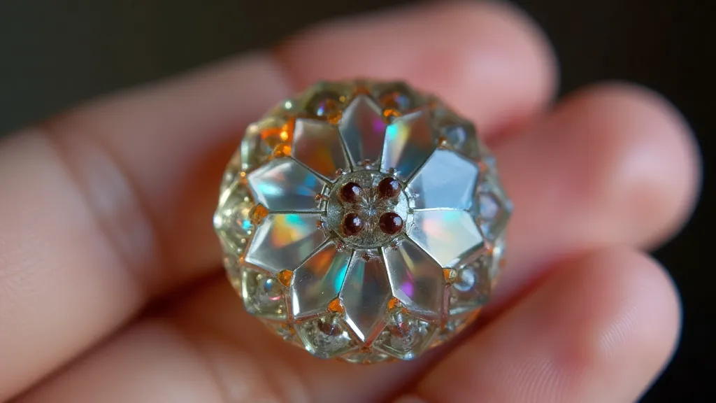 Iridescent glass button detail