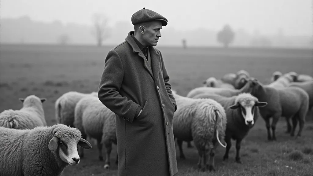 Shepherd wearing a coat with horn buttons